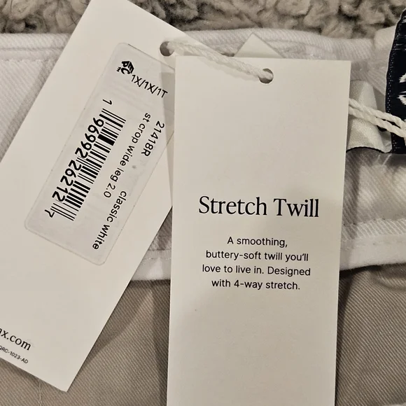 Spanx NWT SZ 1X White Wide Leg Crop Stretch Twill Pants Zip Pockets